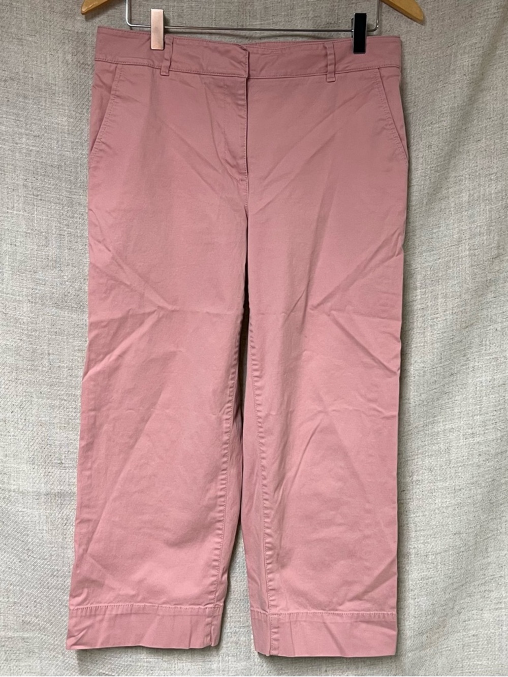 Rose Pink Straight-Leg Cotton Blend capri